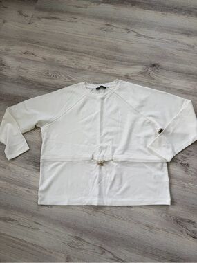 Women's White Crewneck Sweatshirt with Cinch Detail NWOT